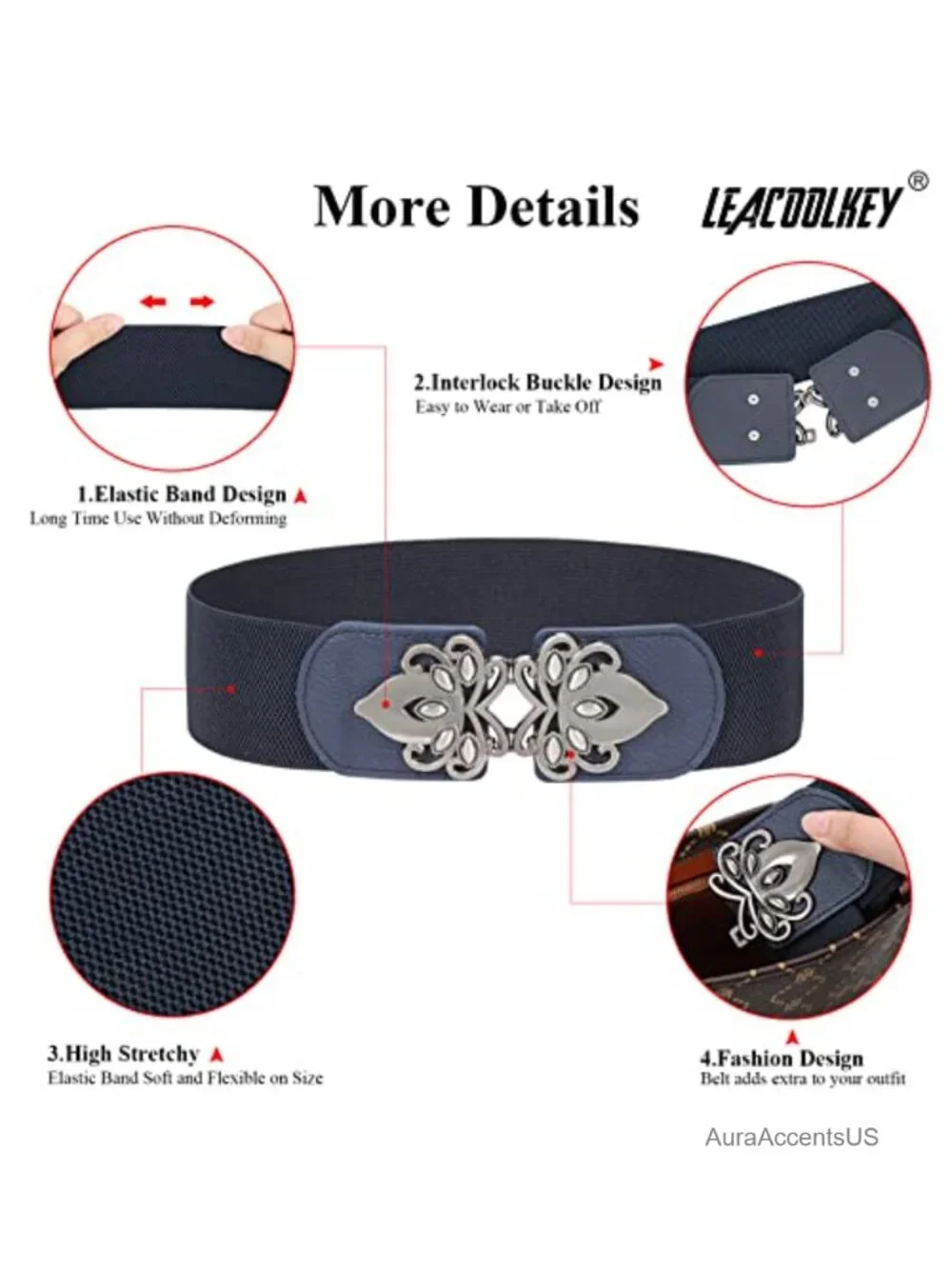 4 Pack Wide Elastic Waist Belt for Dress Plus Size Vintage Stretch Belt 2.36